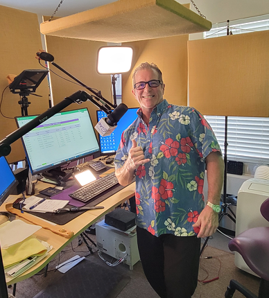 Billy Mr. Aloha Wigley welcoming you from his teaching studio
